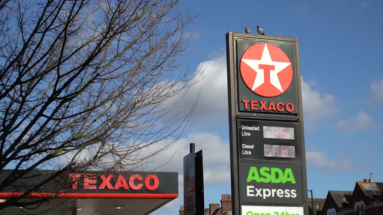 Texaco Gas Station with ASDA Express Signage