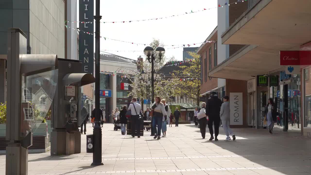Solihull Town Center Busy Street Scene