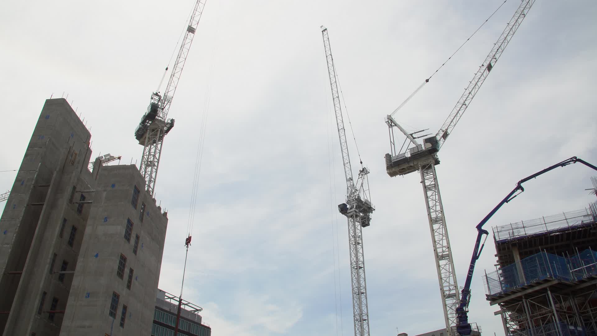 Urban Construction Site with Cranes in London, UK