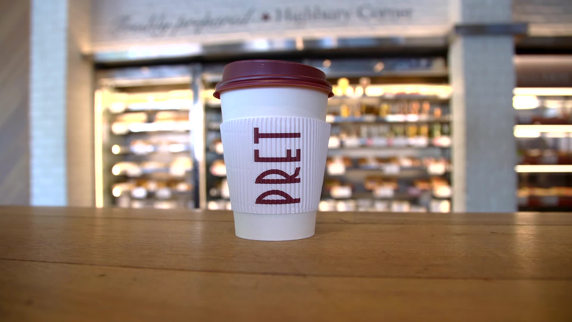 Pret A Manger Coffee Cup in Cafe Interior