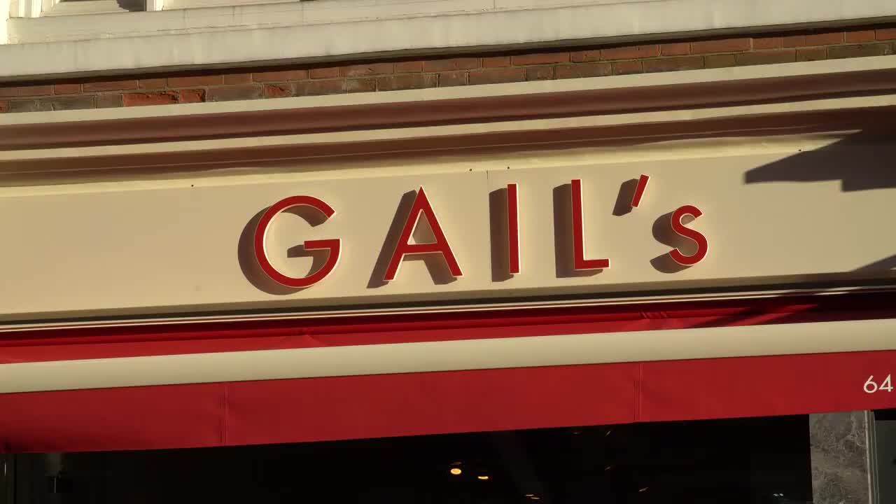 Gail's Bakery Exterior Sign in 4K