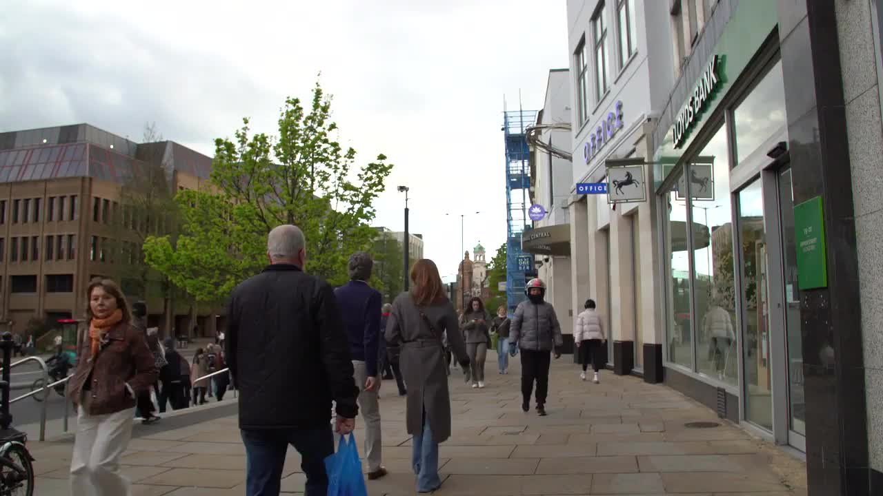 Busy City Street Near Lloyds Bank