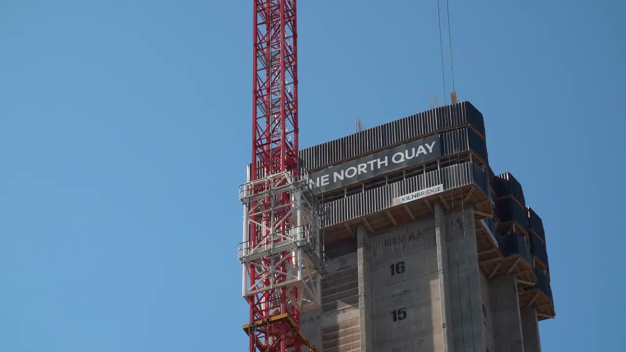 Urban Construction Site with Tower Crane at One North Quay