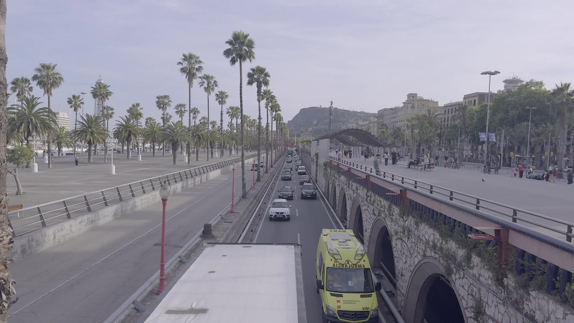 Barcelona Traffic on Coastal Road