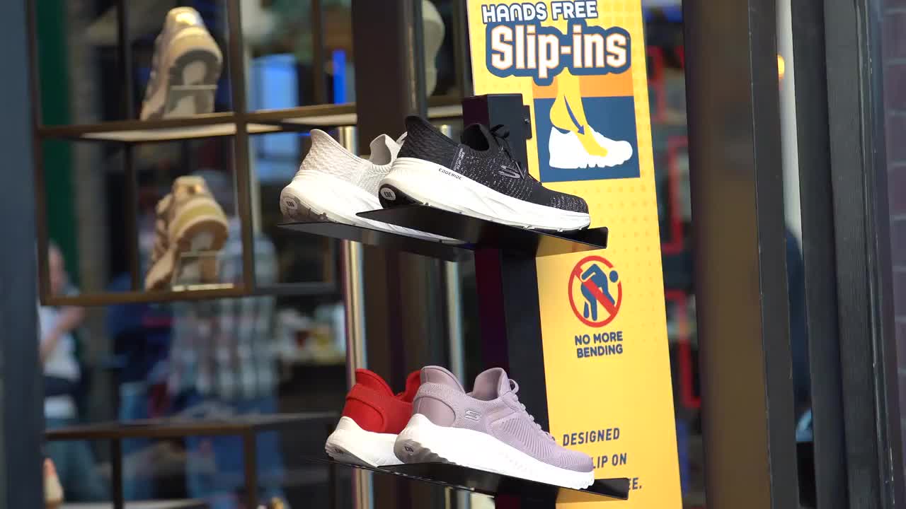 Skechers Slip-Ins Display in Retail Store 4K Footage