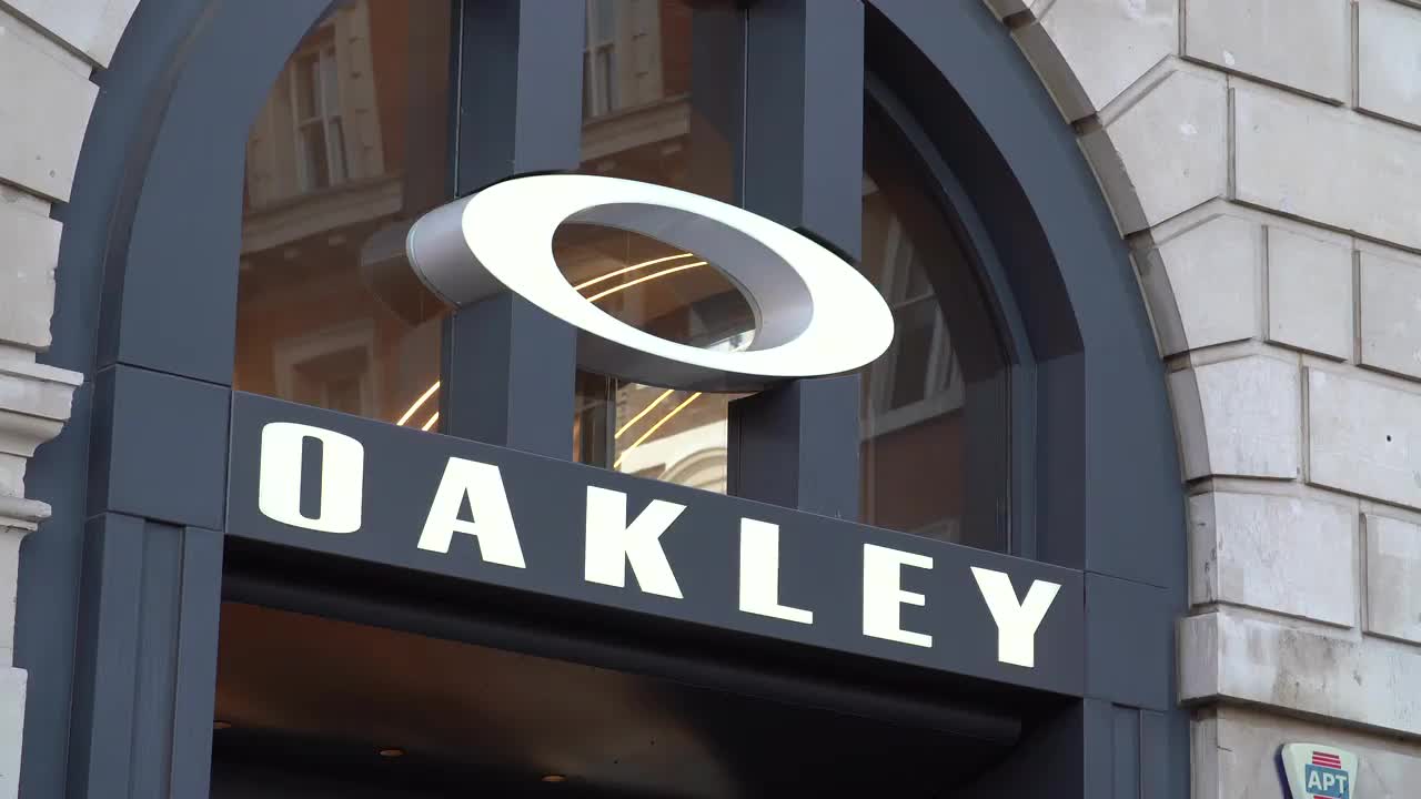 Oakley Storefront Signage in Urban Setting 4K