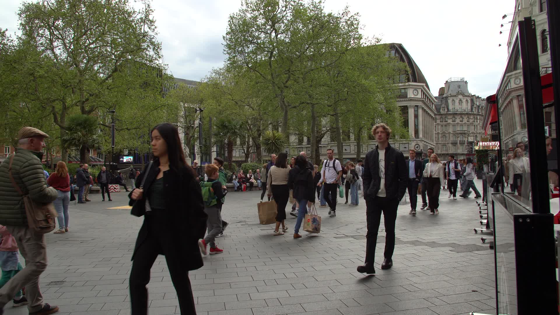 Busy Urban Scene Near Burger King - Spring Day