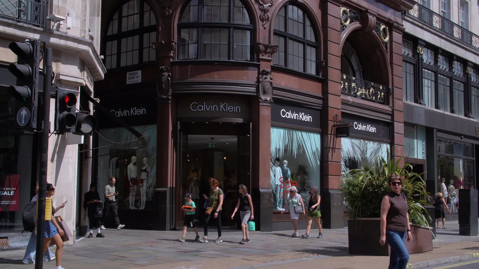 Calvin Klein Storefront on Busy Street