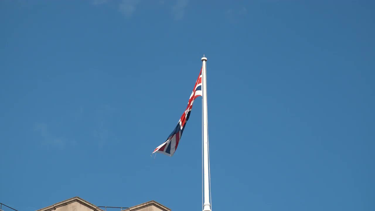 Bank of England with Union Jack Flag 4K