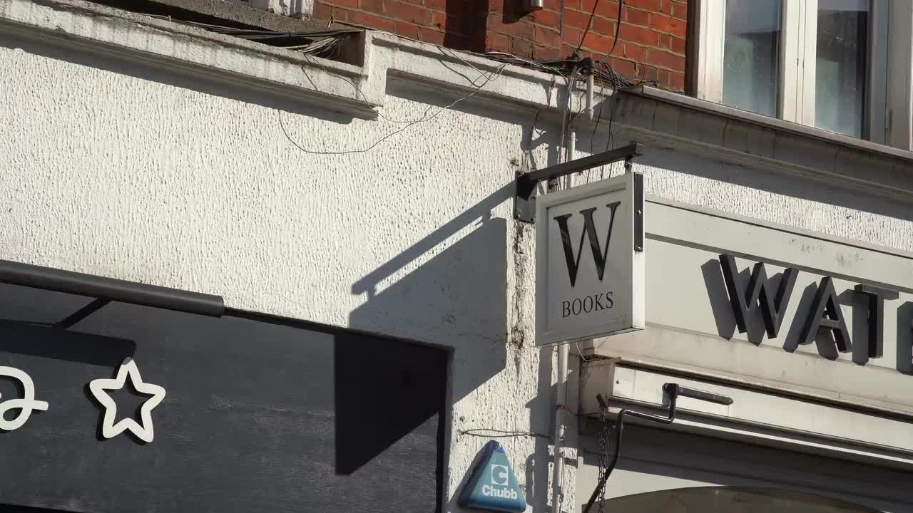 Close-Up of Waterstones Bookstore Exterior Sign