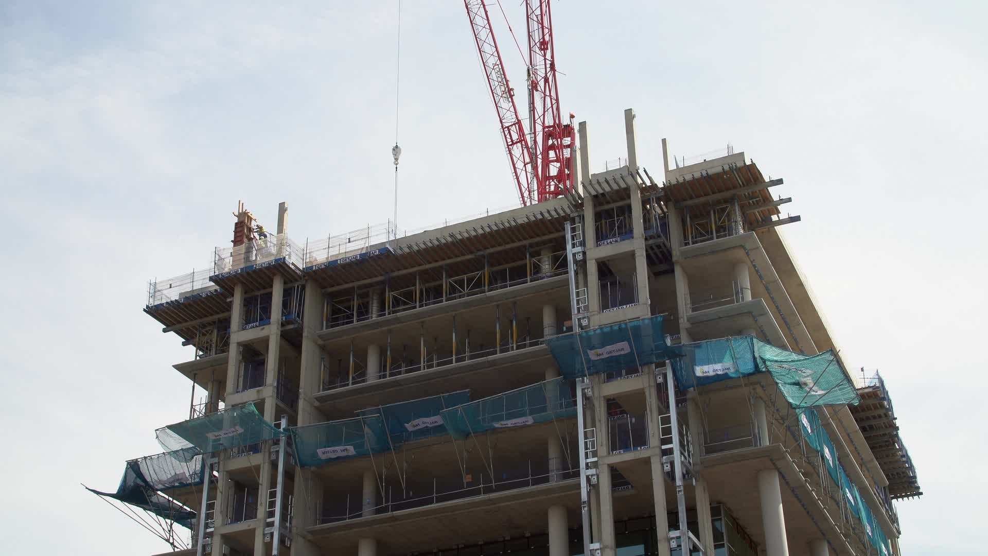 Urban Construction Site with Crane at in London, UK