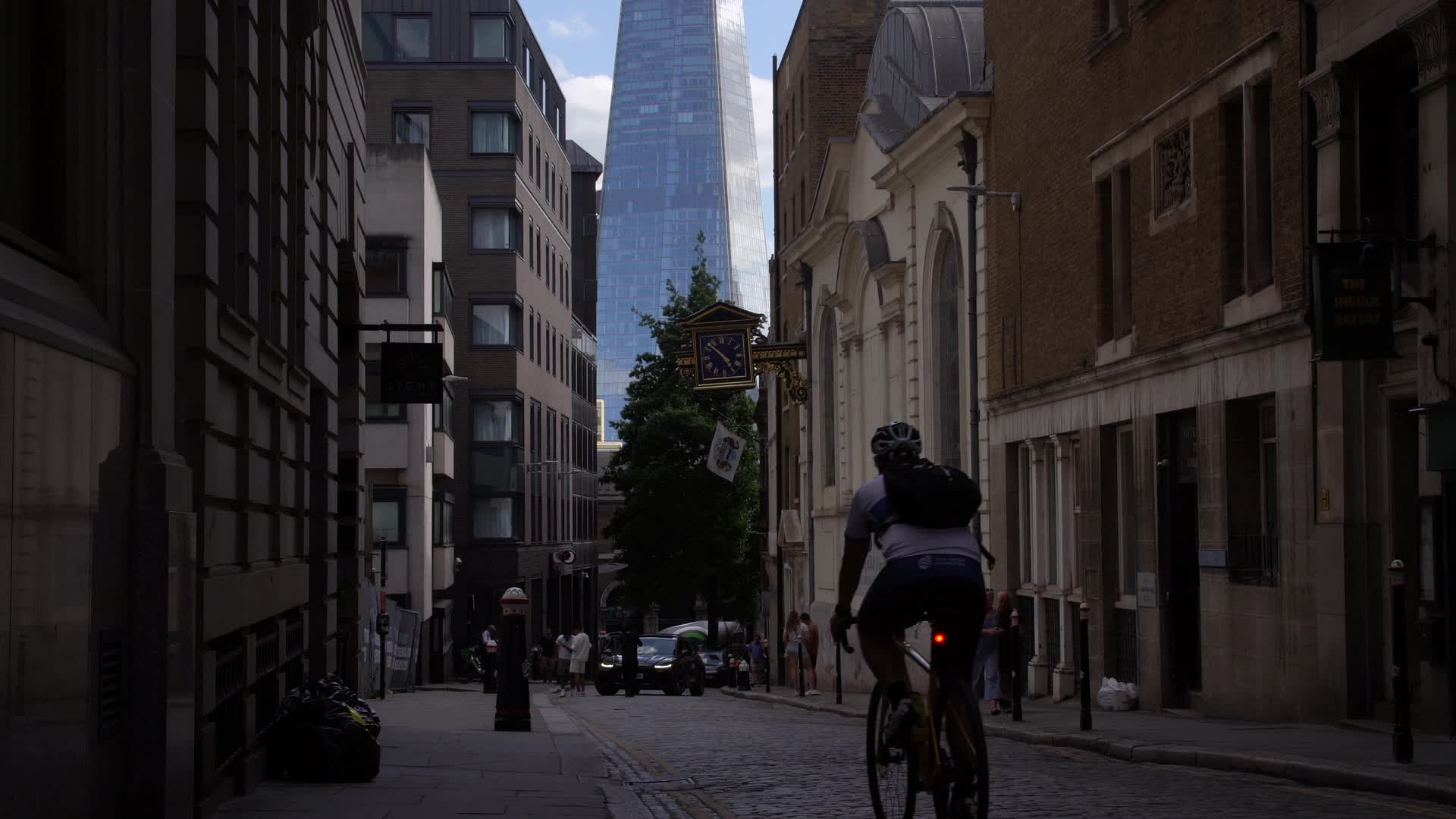 Cyclist Near The Shard in London
