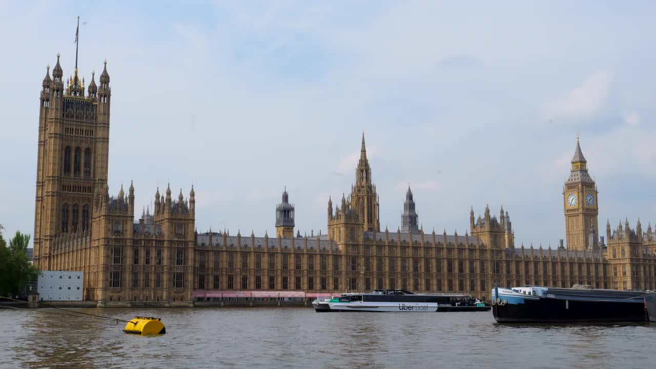 Panoramic View of UK Parliament and Westminster Bridge in London