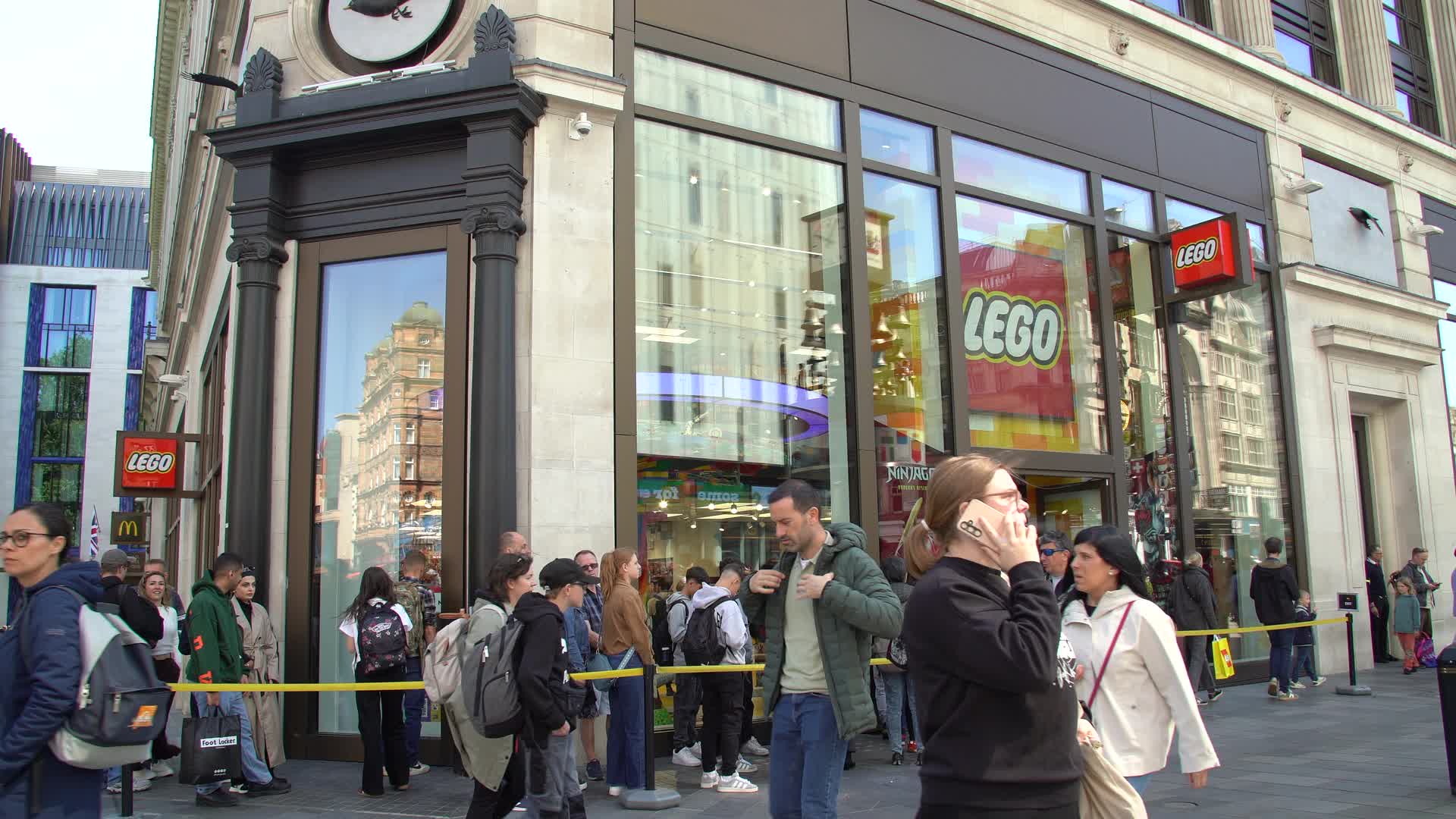 Crowded Lego Store Entrance in Leicester Square