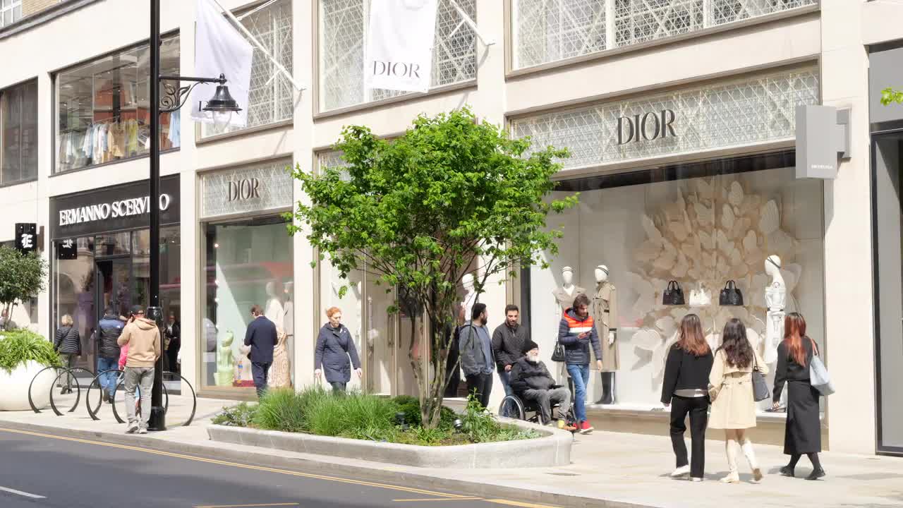 Dior Luxury Fashion Storefront on Busy London Street