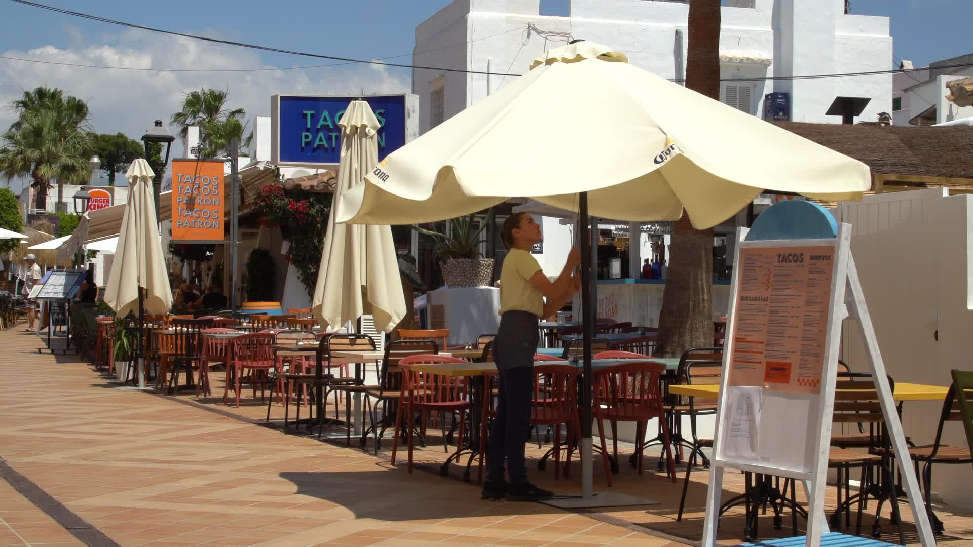 Street Cafes in Sunny Weather in Cala d'Or, Mallorca, Spain