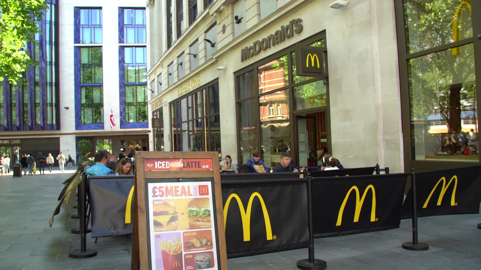 Outdoor Dining at McDonald's in Urban Plaza