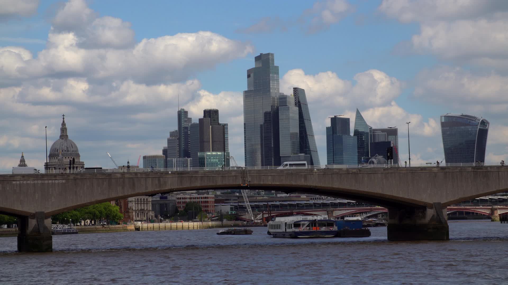 Thames River and London Skyline Overview