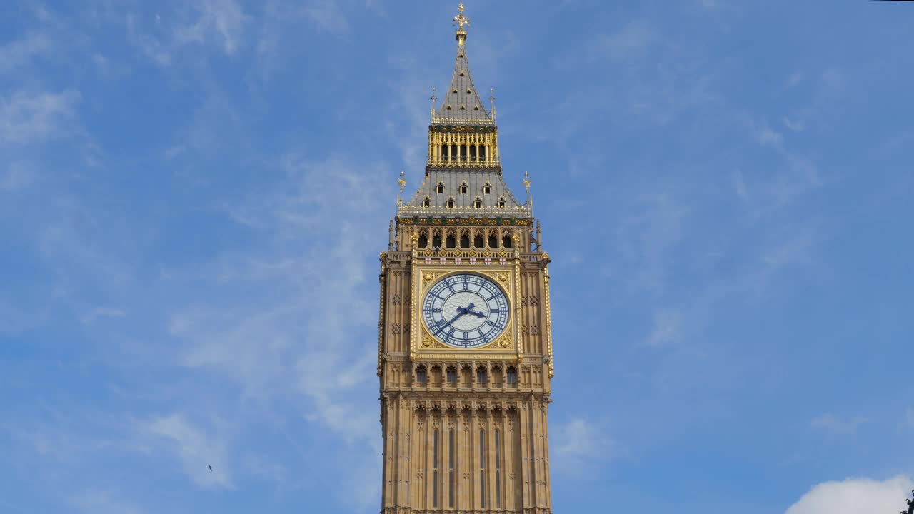 Iconic Big Ben Against Blue Sky in London