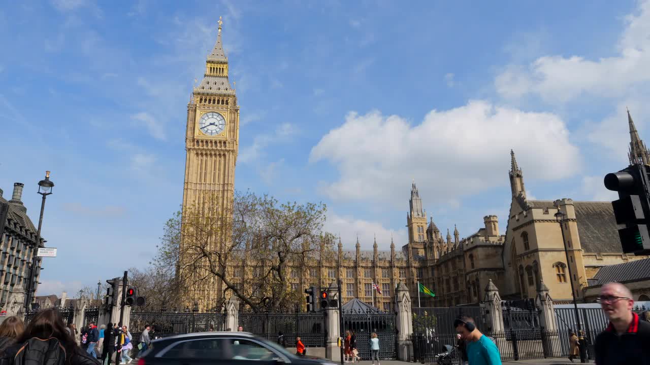Big Ben and UK Parliament Building in Sunny Spring Weather