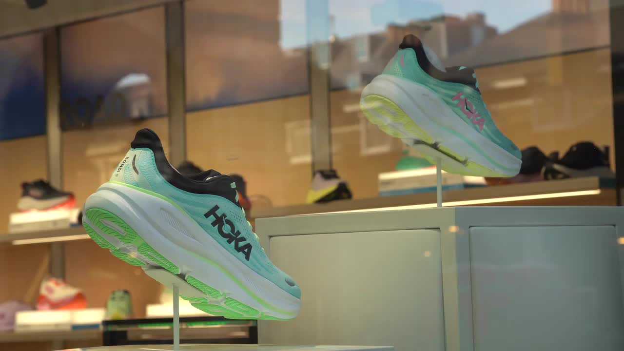 Hoka Shoe Display in Storefront