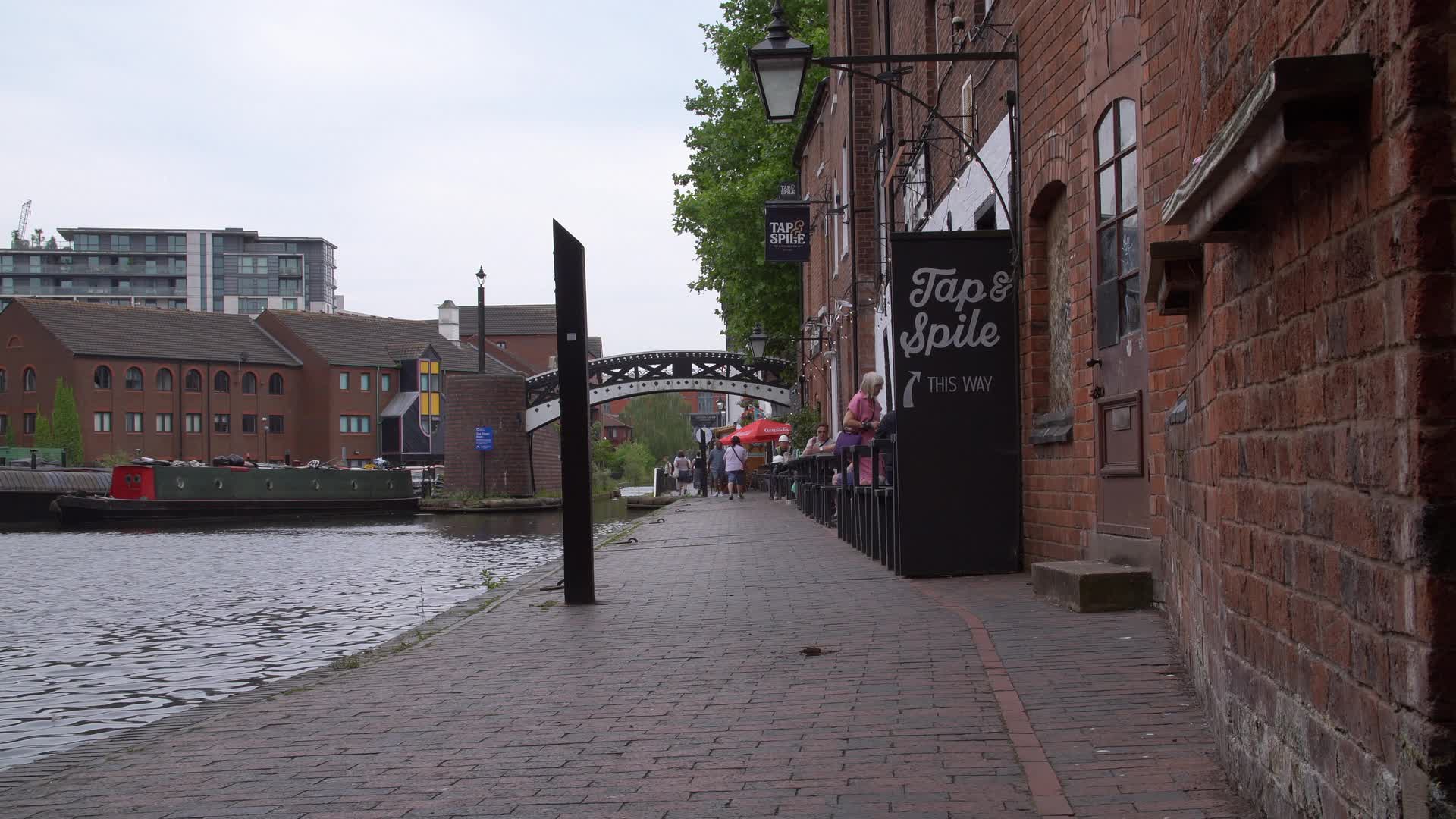 Gas Street Basin Canal Scene in Birmingham, UK
