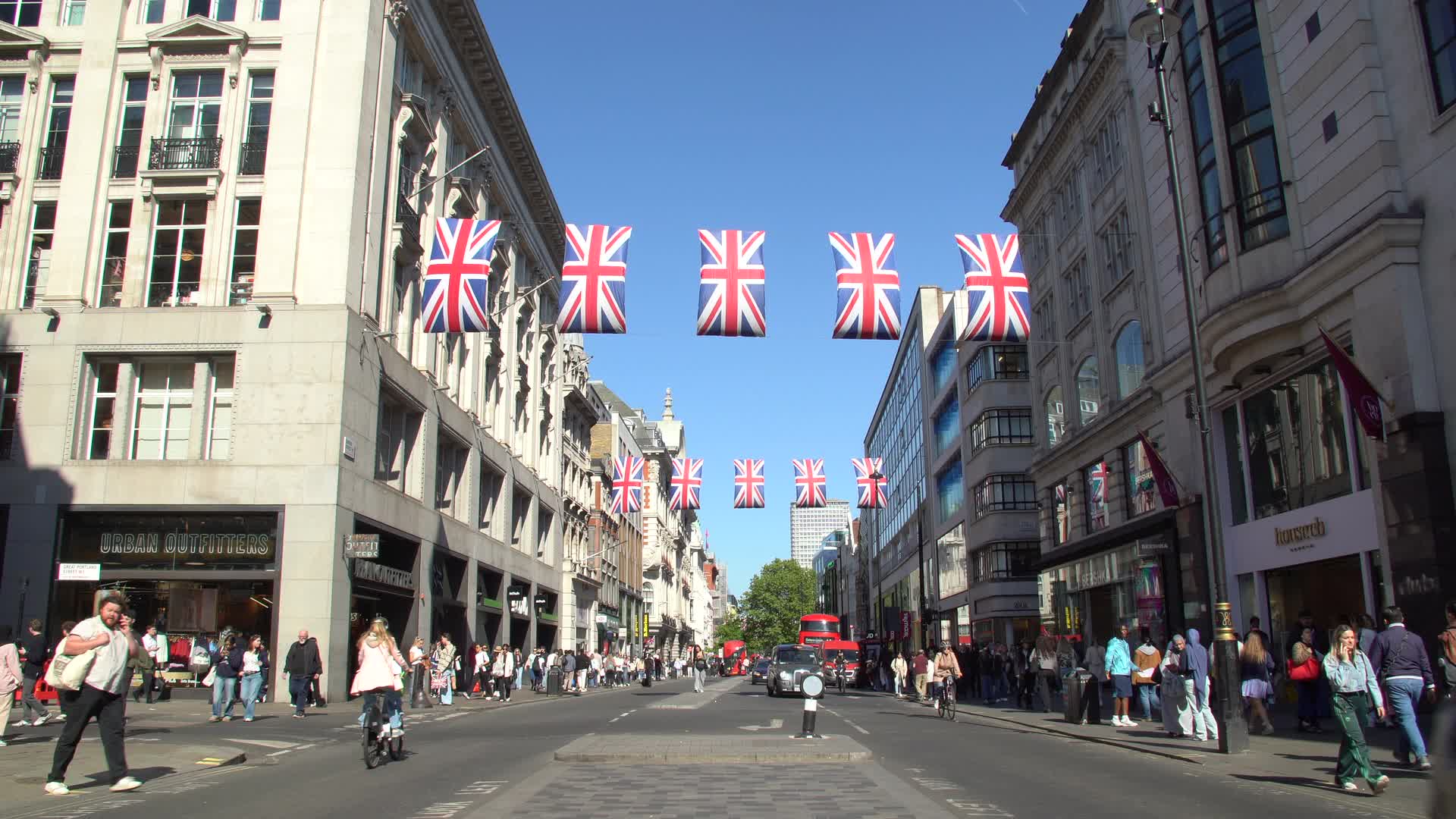 Oxford Street Timelapse with Union Jack Bunting