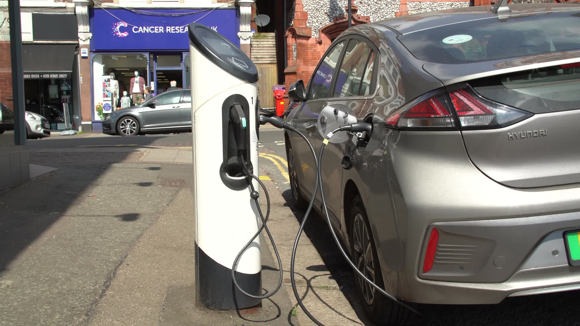 Electric Vehicle Charging on a Street in London