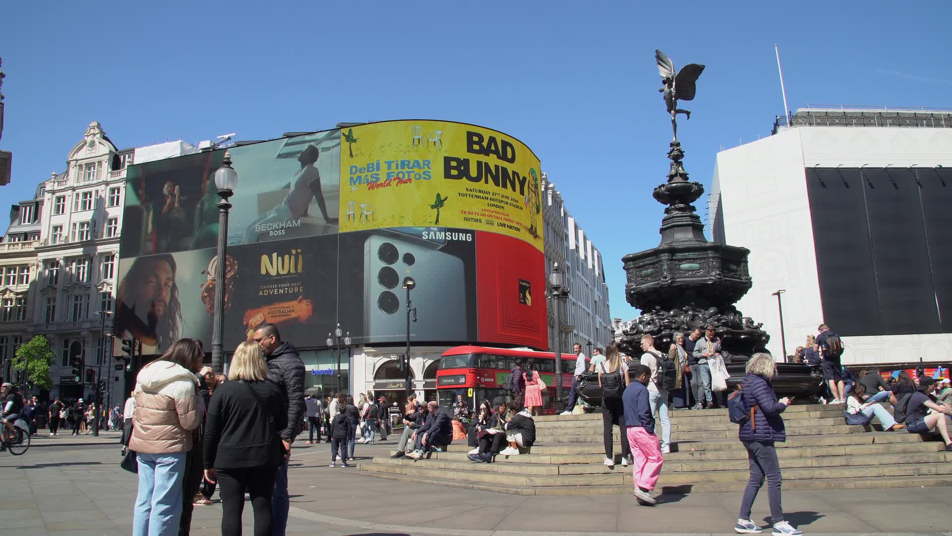 Piccadilly Circus Busy Daytime Scene - London Iconic Location