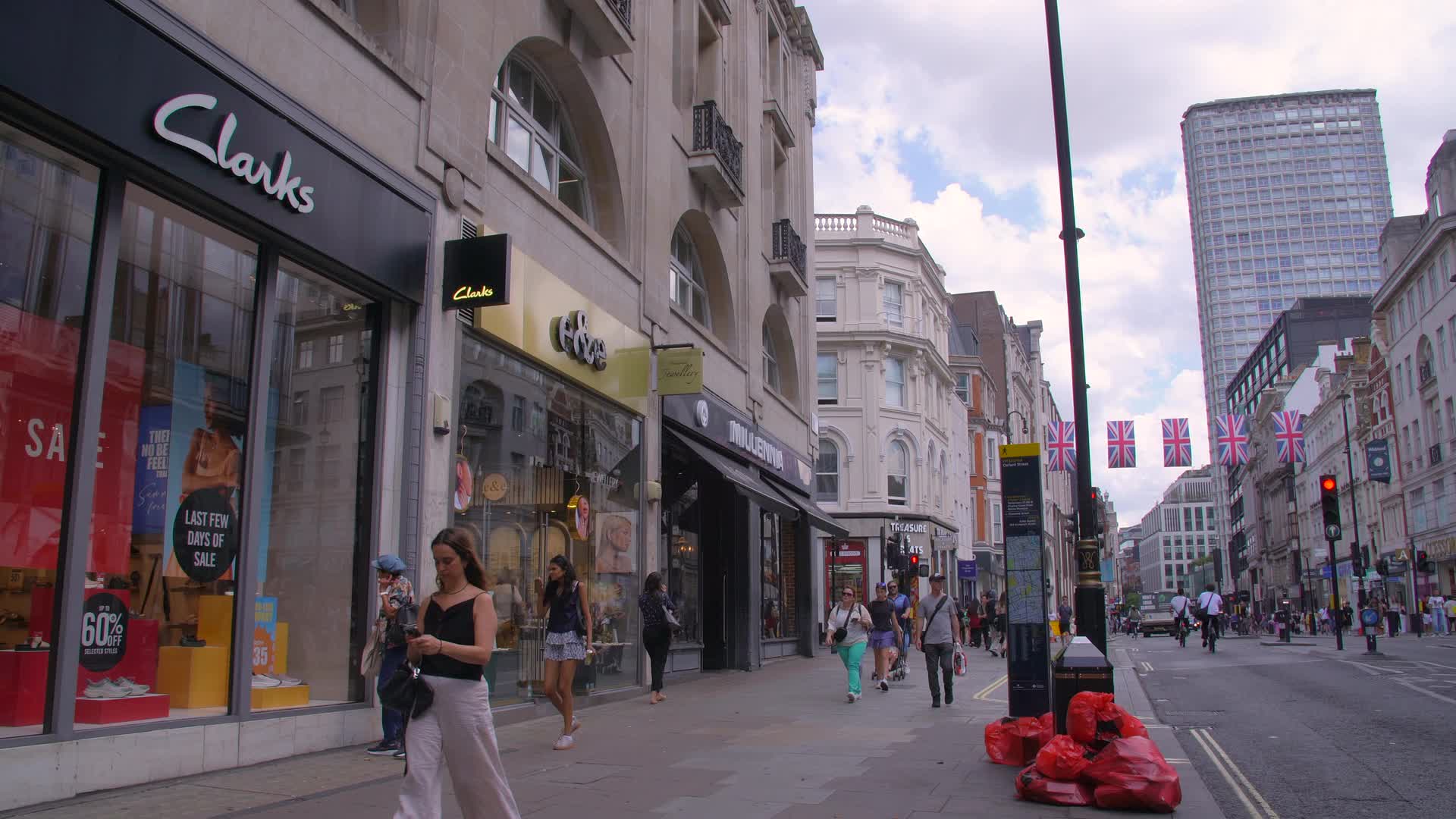 Clarks Shoe Store in Bustling Urban Street