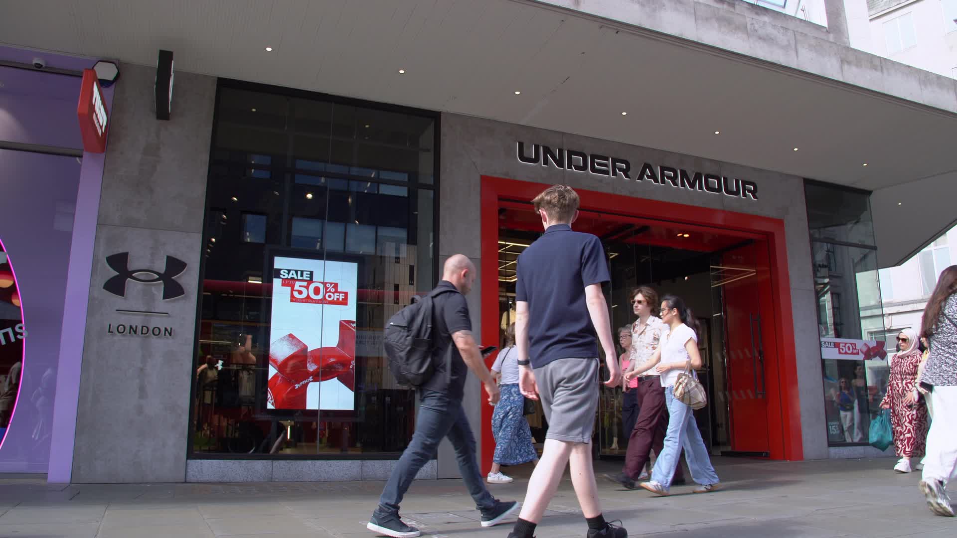 Shoppers at Under Armour Store in London