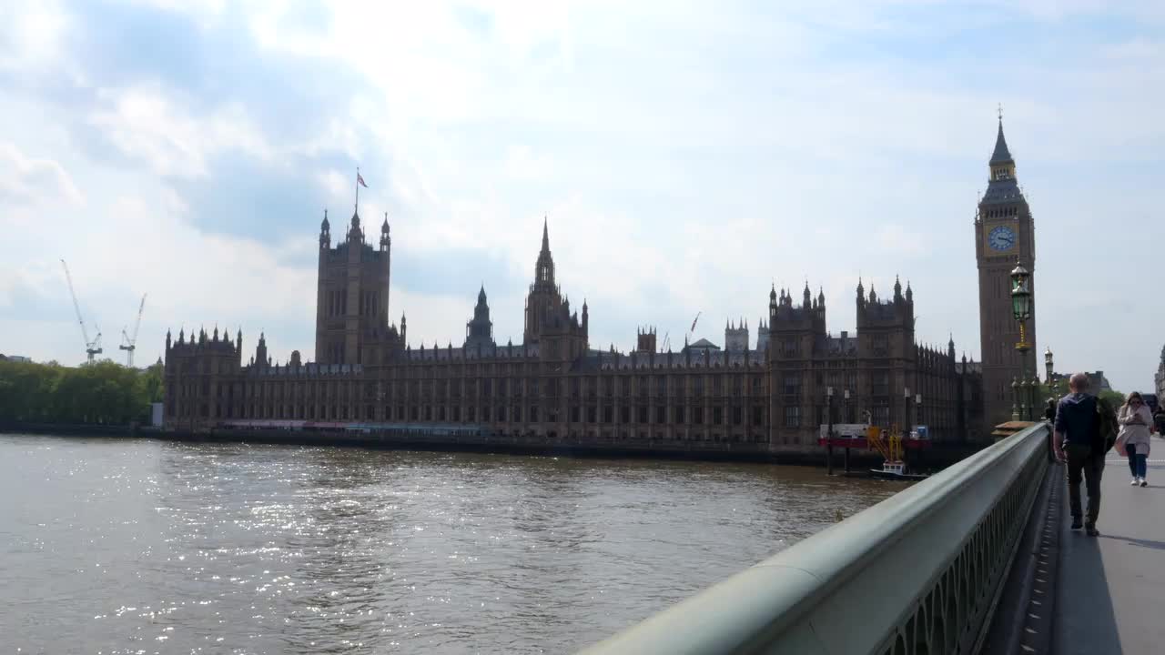 Iconic View of UK Parliament and Big Ben from Westminster Bridge in London