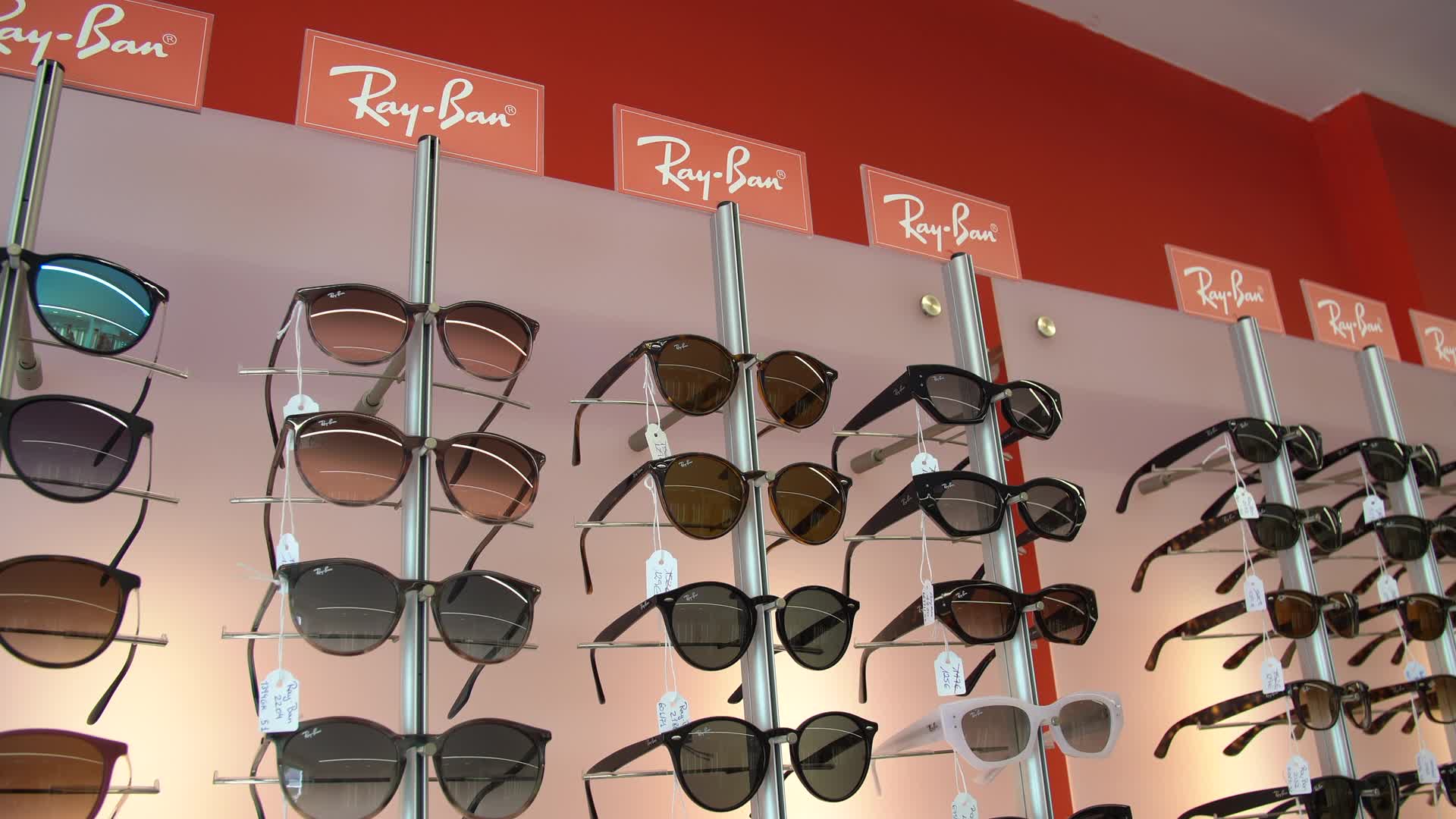Ray-Ban Sunglasses Display in Retail Store in Spain