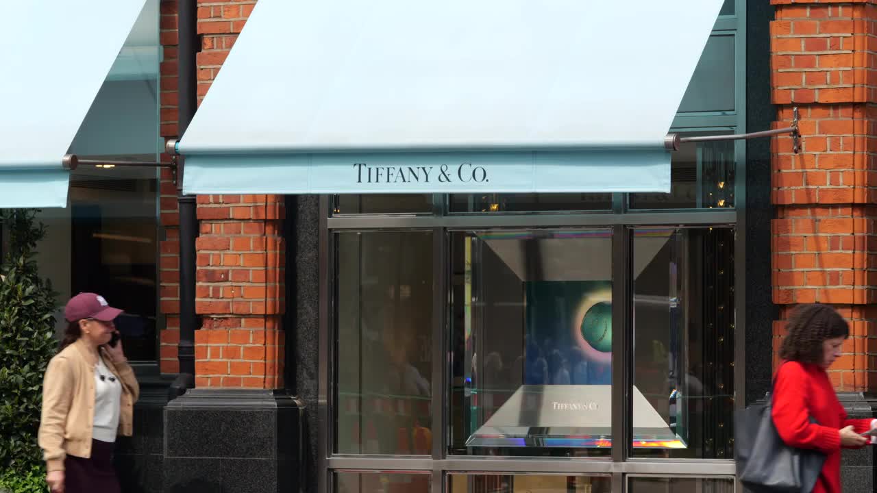 Tiffany & Co. Storefront with Street Activity in London