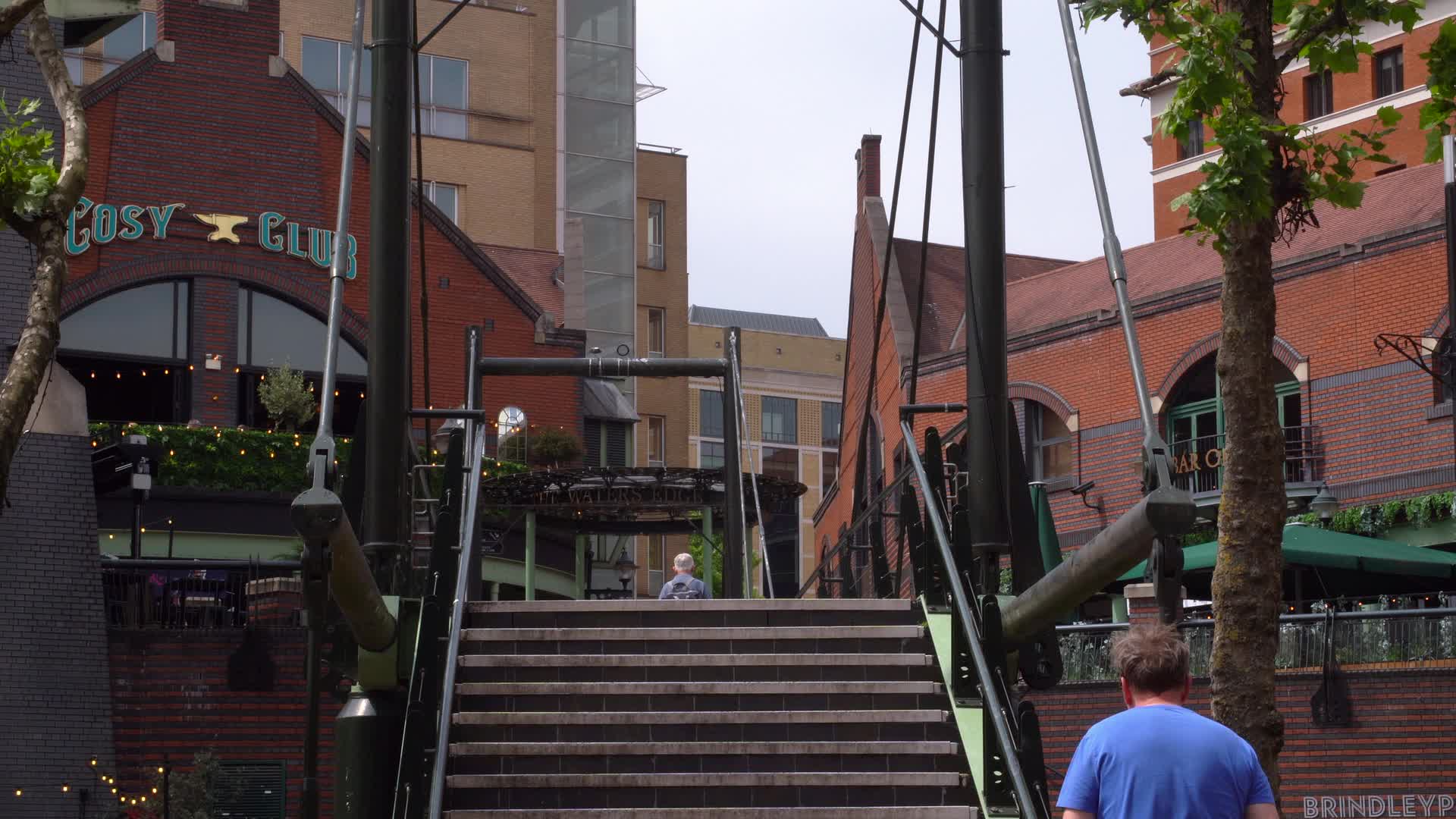 Historic Canal Bridge in Brindley Place, Birmingham