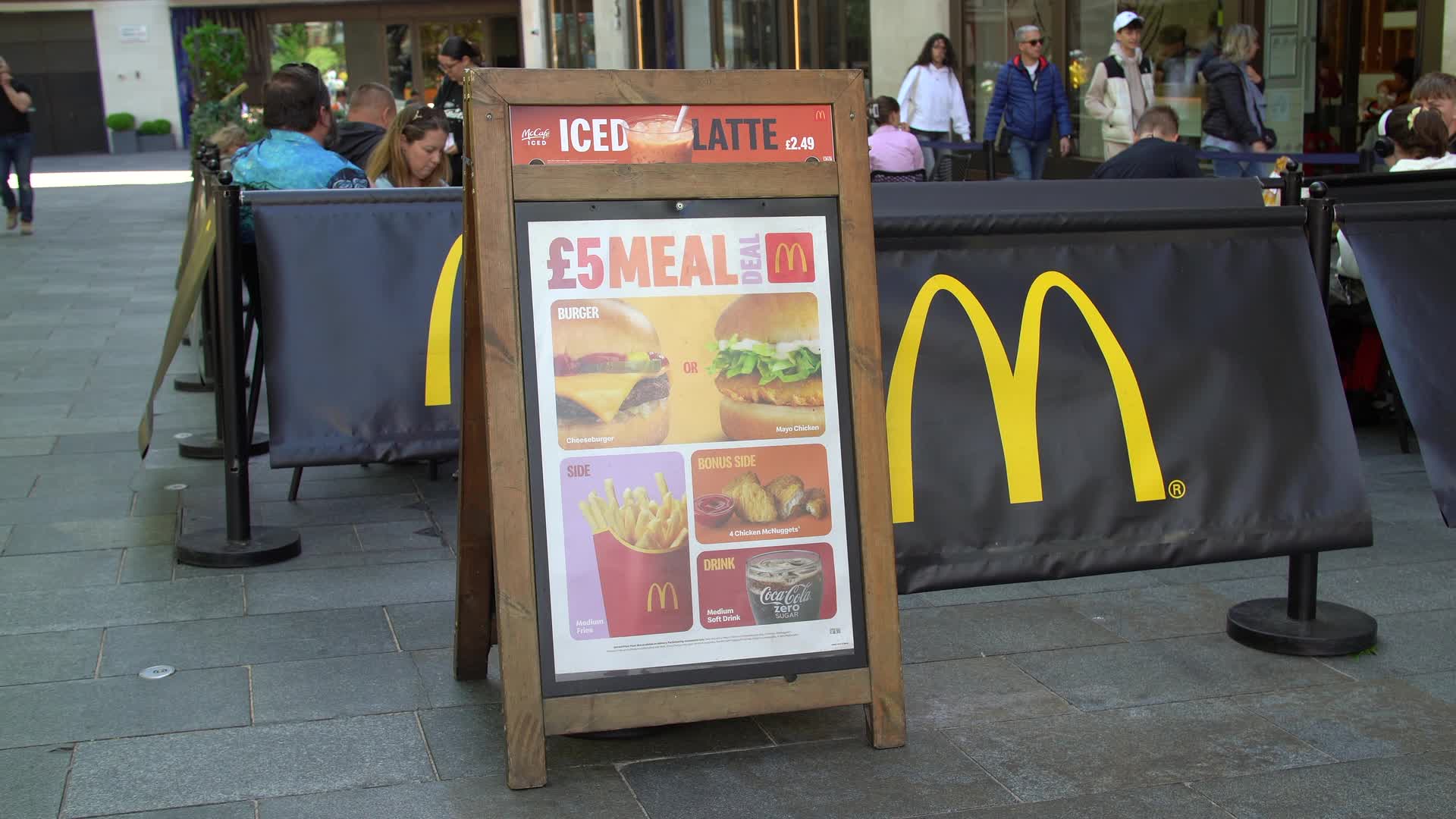 McDonald's Outdoor Seating and Menu Board Street Scene