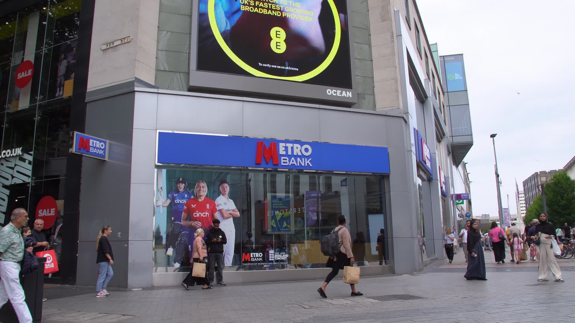 City Street Scene with Metro Bank