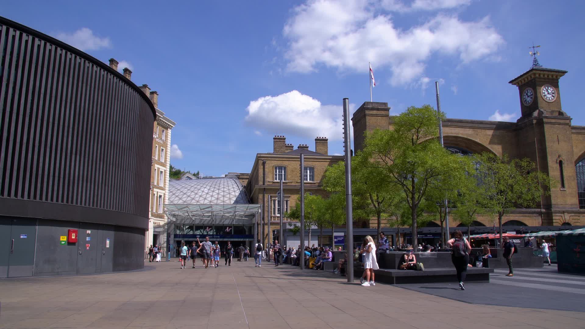 Sunny Day at King's Cross St Pancras Station in London, UK