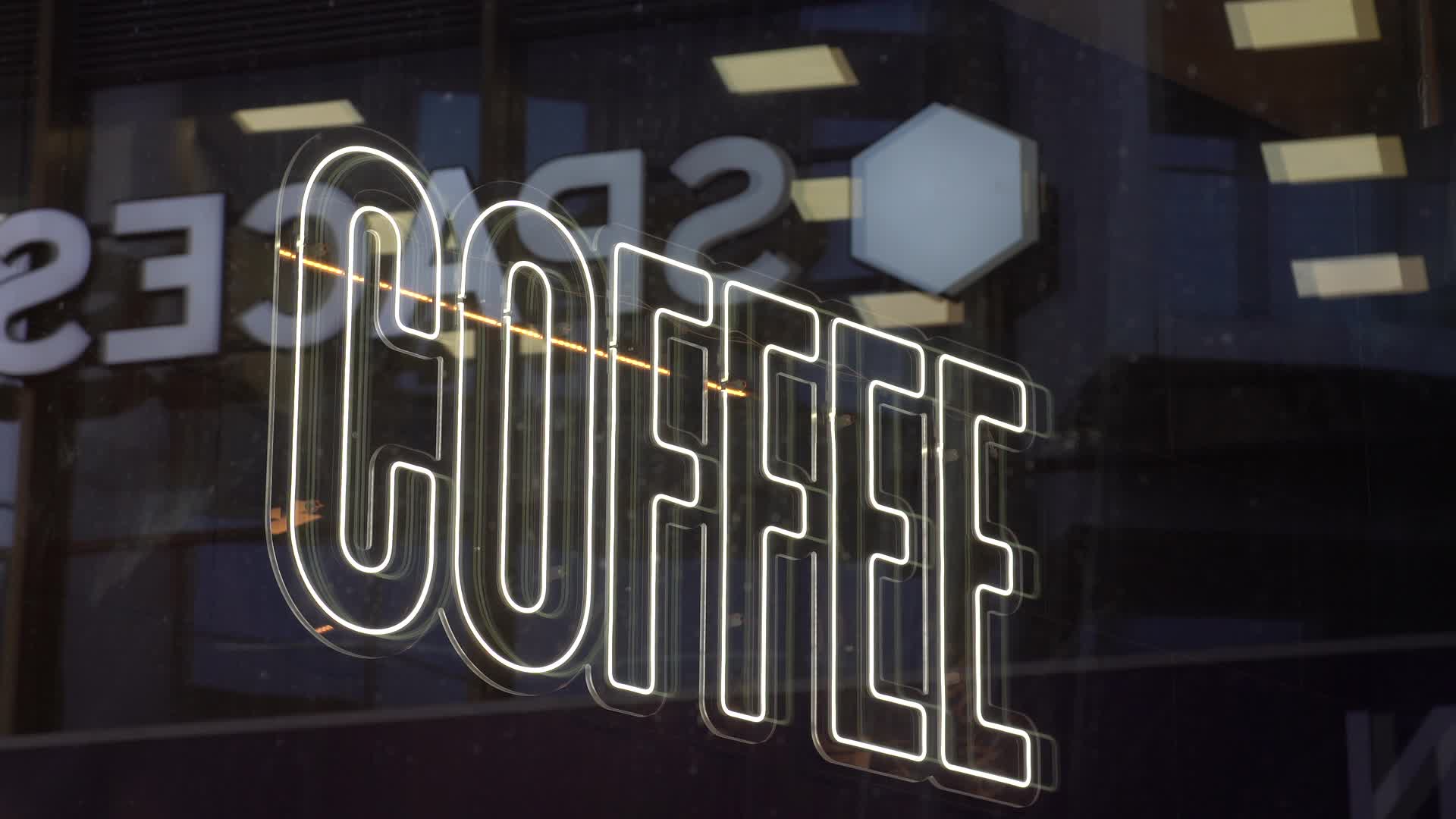 Neon Coffee Shop Sign in Marks and Spencer in London