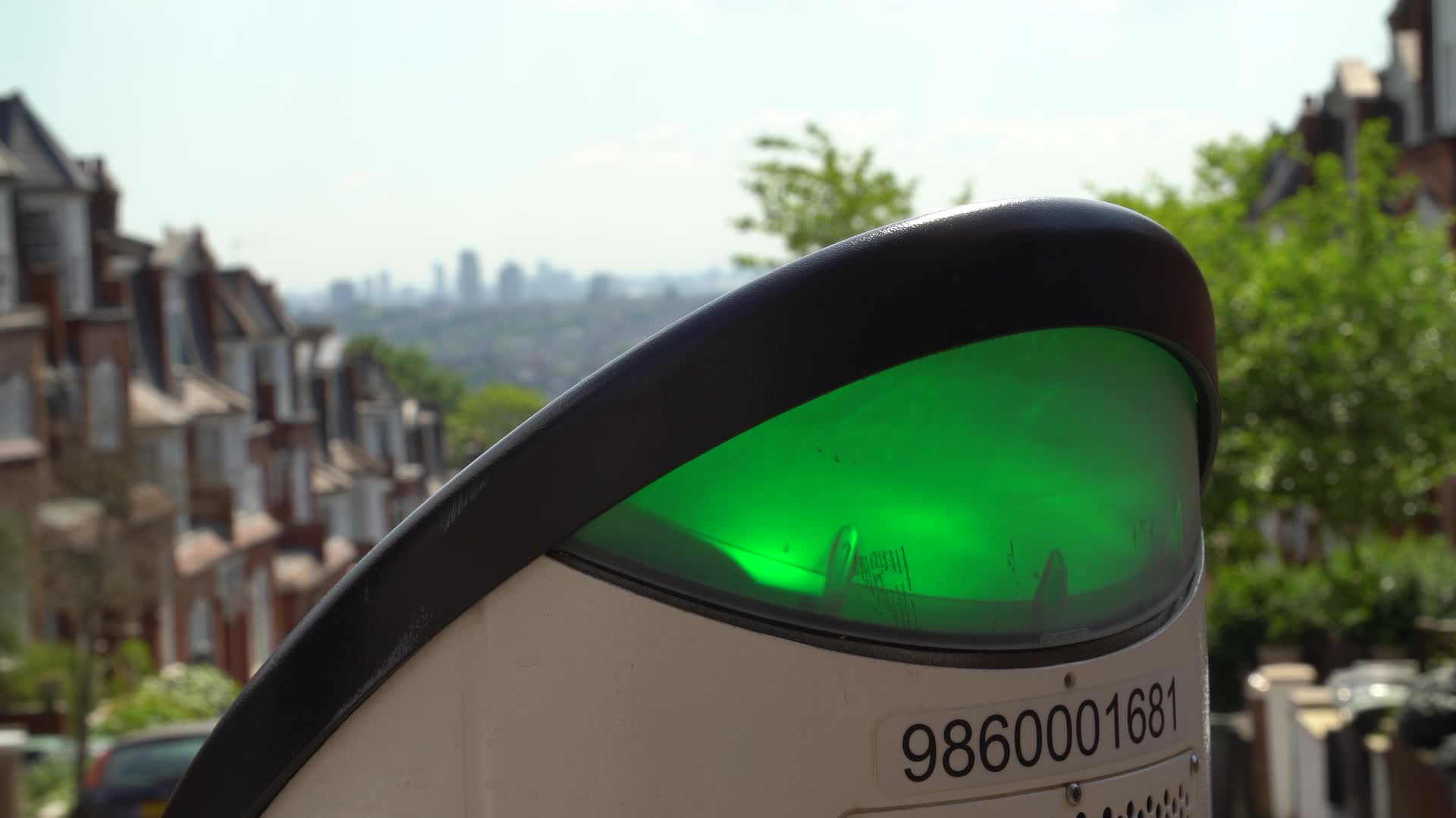 Urban Electric Vehicle Charging Station with City View in London