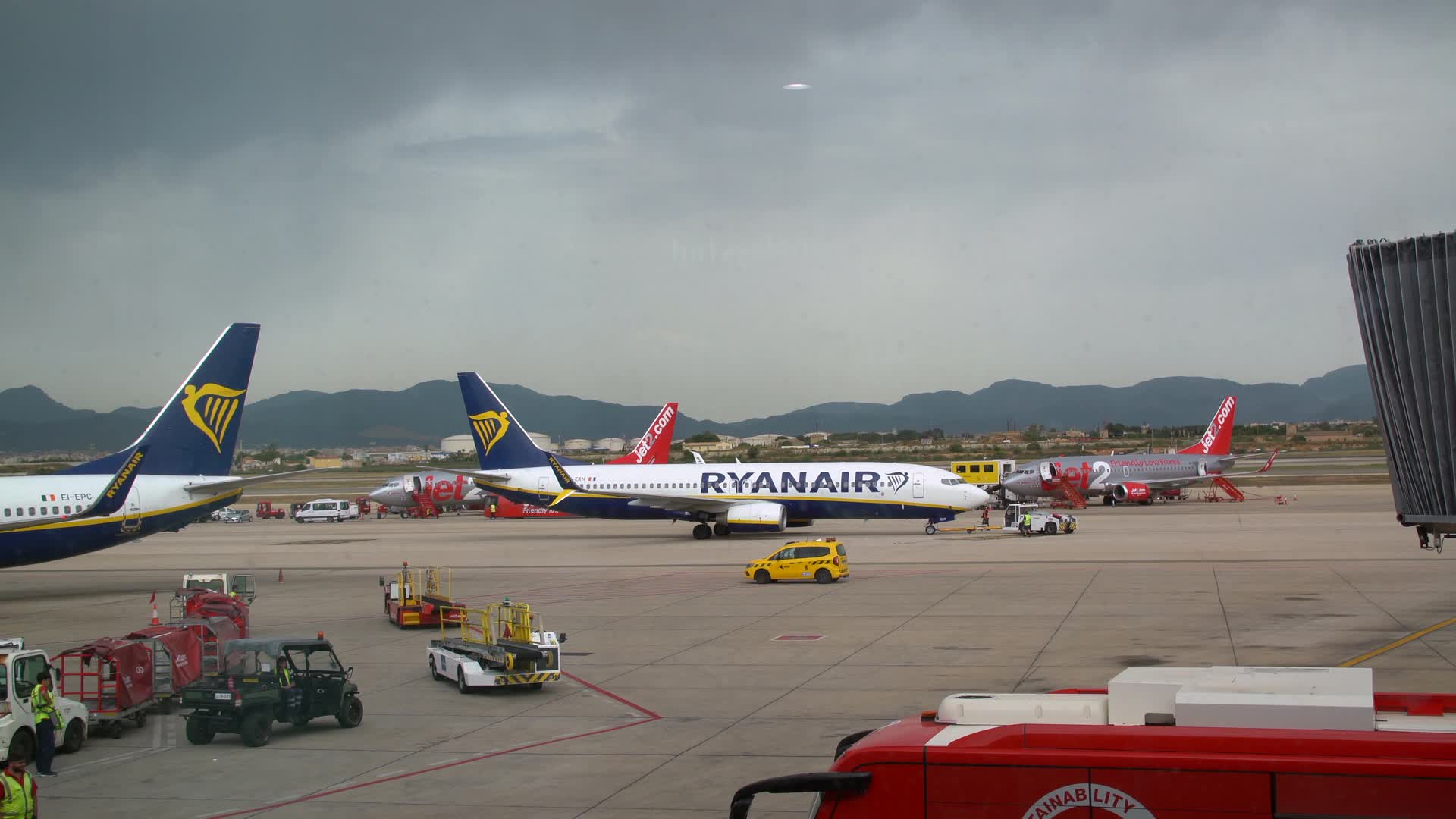 Ryanair Aircraft on Overcast Airport Tarmac