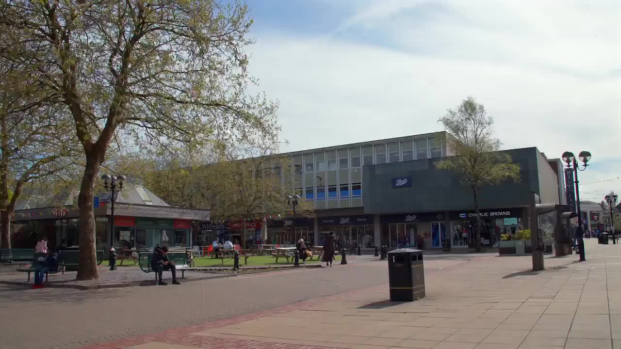 Solihull Town Center Street View on a Sunny Day