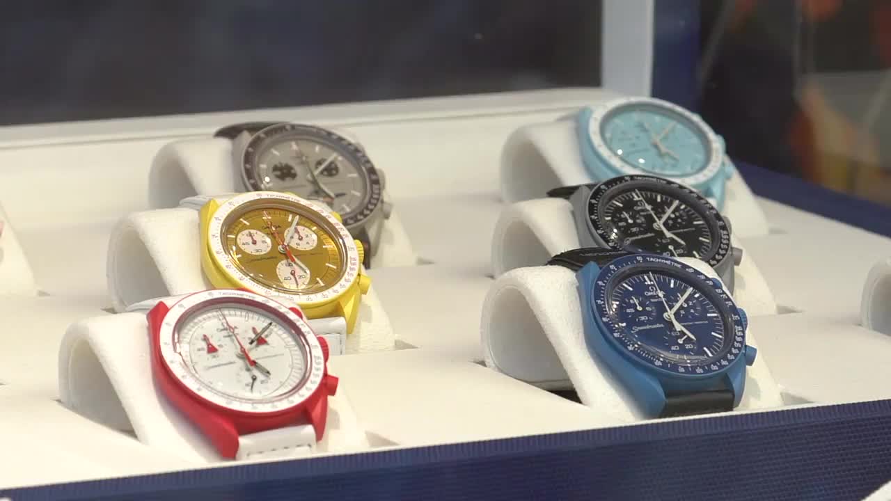 Colorful Display of Trendy Watches in Store