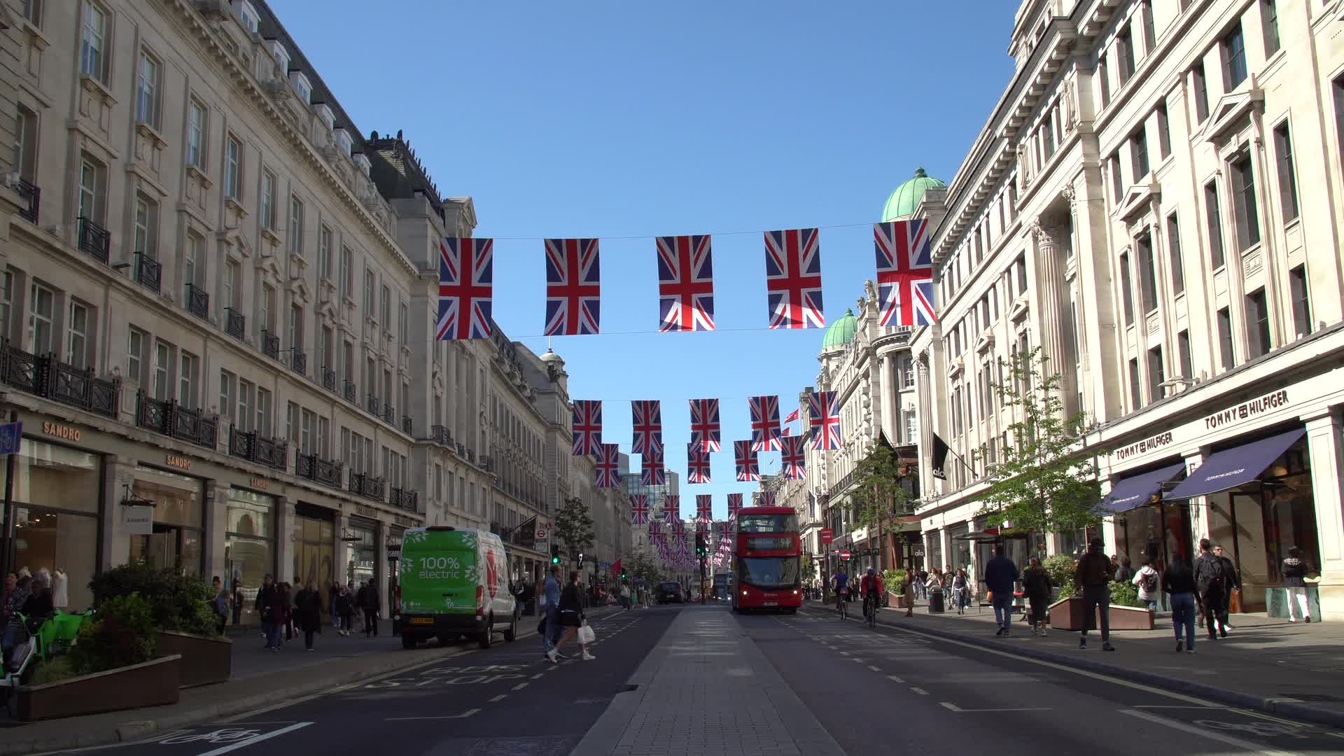 Union Jack Flags on Regent Street in London