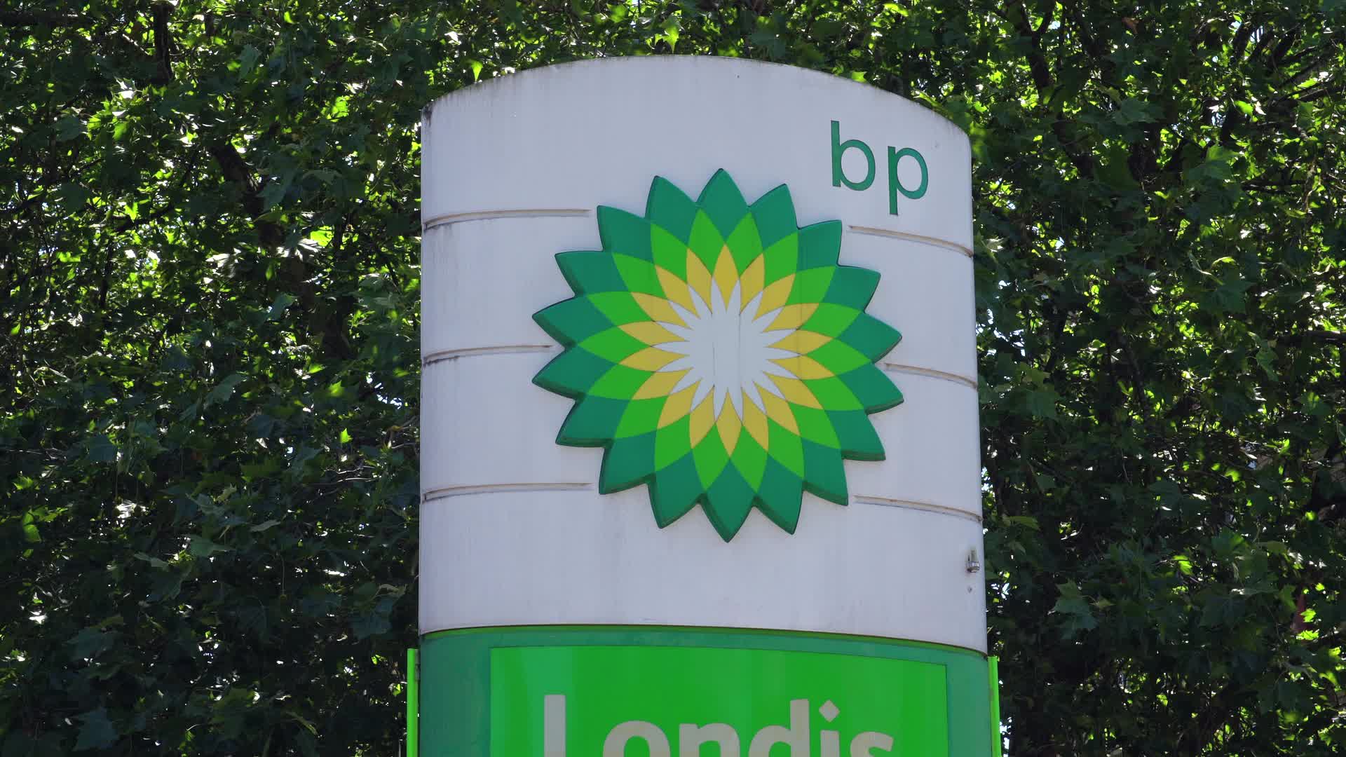 BP Service Station Signage Under Blue Sky in London