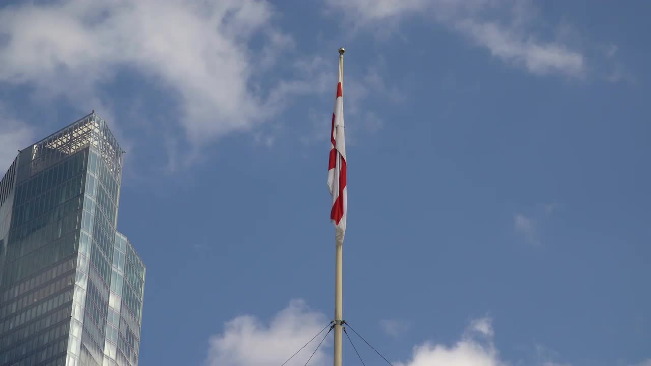 Royal Exchange Flag and Skyscraper 4K Footage