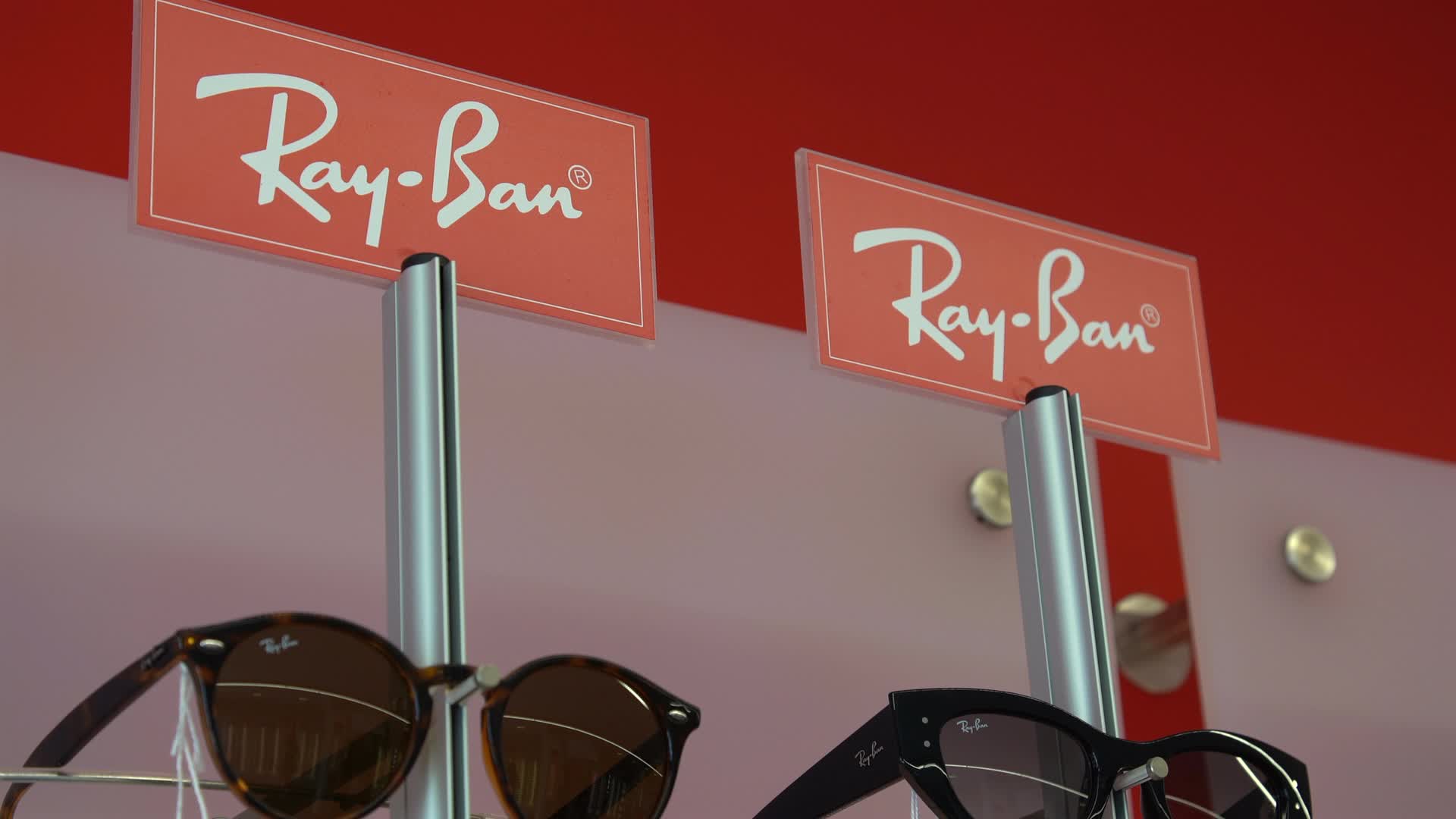 Ray-Ban Sunglasses on Display Inside a Store
