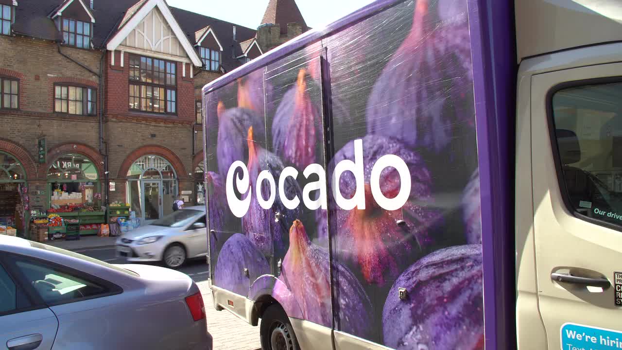 Ocado Delivery Van in Urban Street Setting