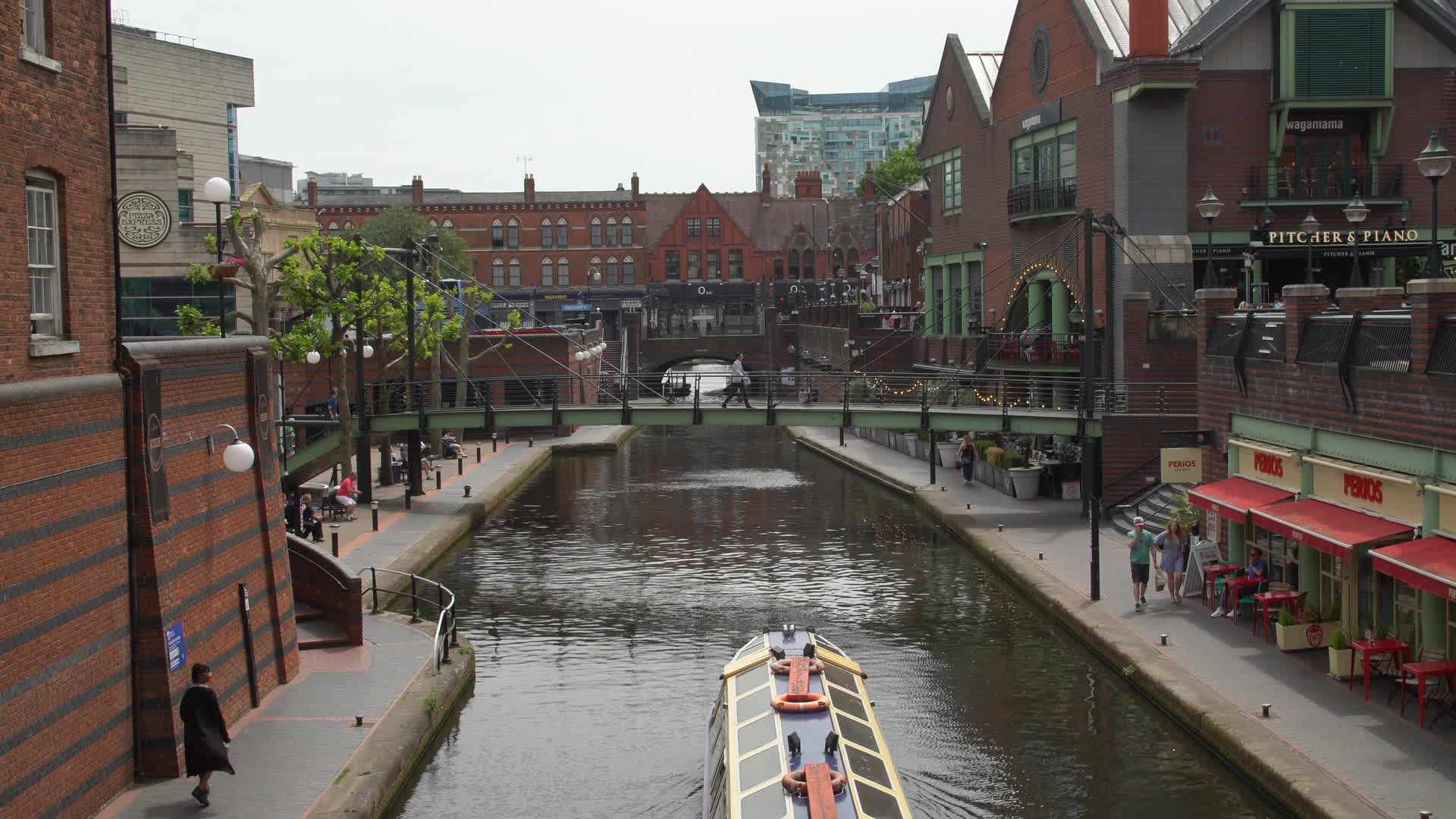 Scenic View of Birmingham Canal with Narrowboat
