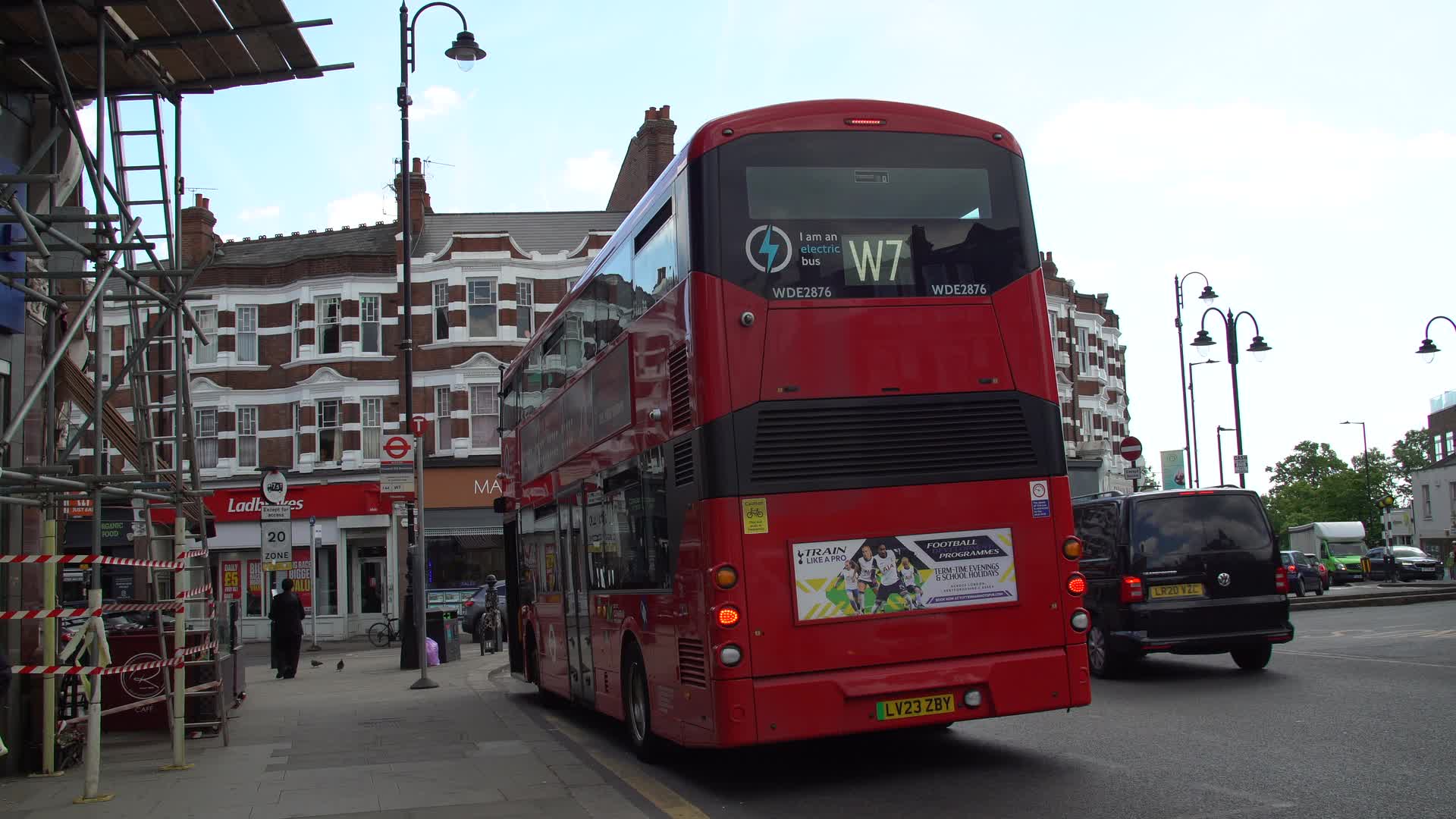 London Double-Decker Bus on City Street
